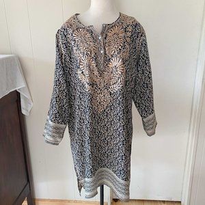 Tunic Black & White w/Embroidery SLuiz. Ibiza - Sz Large